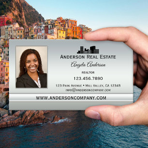 Elegant Silver Photo Professional Business Card