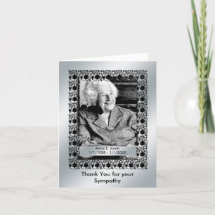 Elegant Silver Photo Thank You for Your Sympathy Card