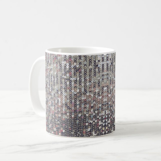 Elegant Silver pink white crystal sequin  Coffee Mug (Front Left)