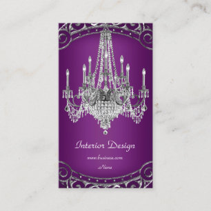 Elegant Silver Plum Chandelier Interior Design Business Card