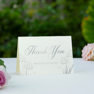 Elegant Silver Poppies Sympathy Thank You Foil Card