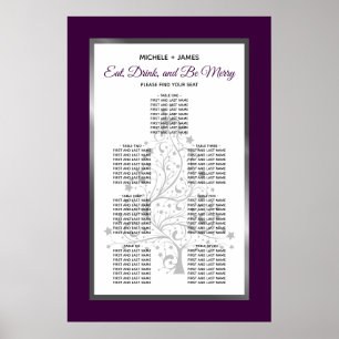 Elegant Silver Purple Wedding Seating Chart