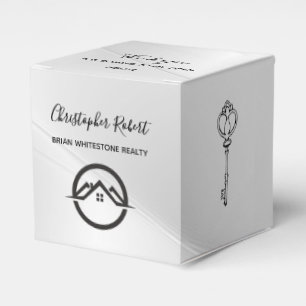 Elegant Silver Real Estate Favour Box