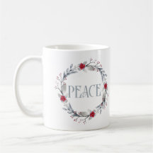 Elegant Silver Red Wreath Peace