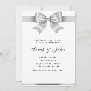Elegant Silver Ribbon Wedding Invitation