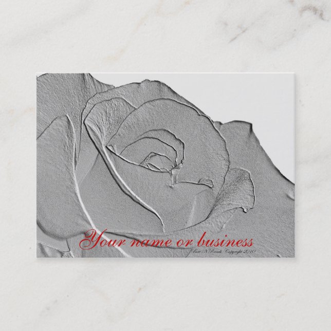 Elegant Silver  Rose Business Card (Front)