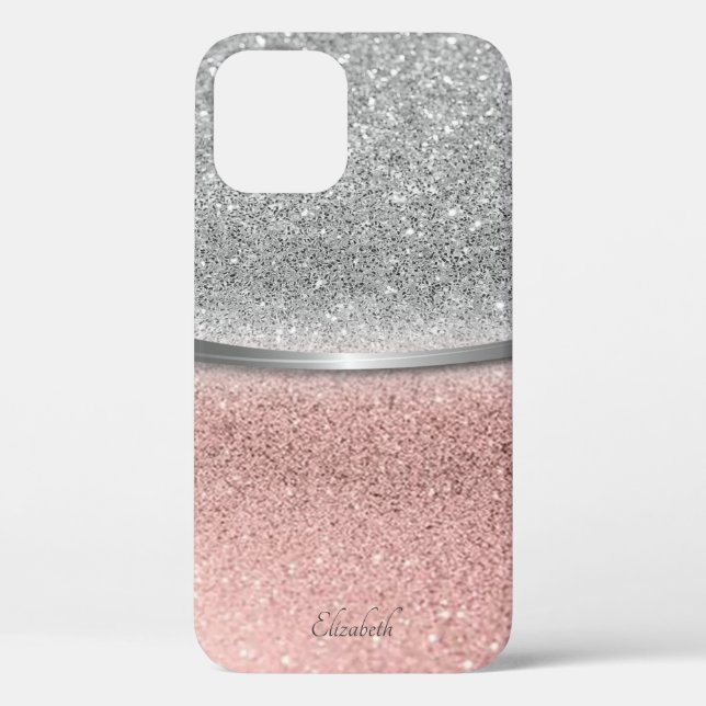 Elegant Silver Rose Gold Glitter Bokeh  Case-Mate iPhone Case (Back)