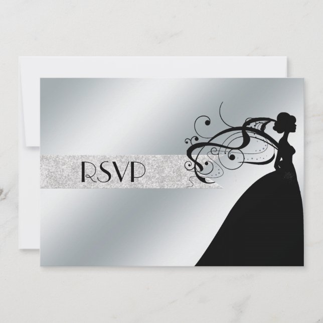Elegant Silver RSVP Invitation (Front)