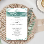 Elegant Silver Sage Wedding Program<br><div class="desc">Welcome and delight your guests with this elegant and romantic Wedding program, distinctive by watercolor stains encasing your details in blue/green hues. Stunning watercolor stripe with fine hand drawn floral on the top, showcasing "welcome" phrase on the front and "Wedding party" on the back. Watercolors in a tasteful blend of...</div>