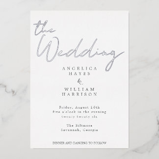 ELEGANT SILVER SCRIPT WEDDING INVITATION | MINIMAL