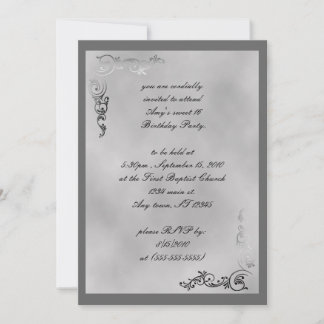 Elegant Silver Scroll Art Deco Invitation