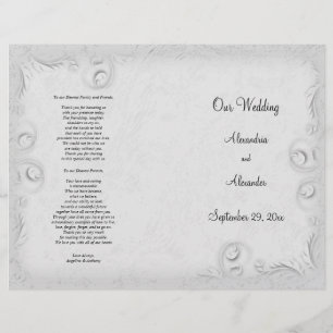 Elegant Silver Scrollwork Wedding Program