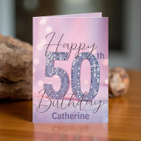Elegant Silver Sequin on Soft Pink 50th Birthday