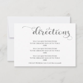 Elegant Silver Simple Wedding Directions Card