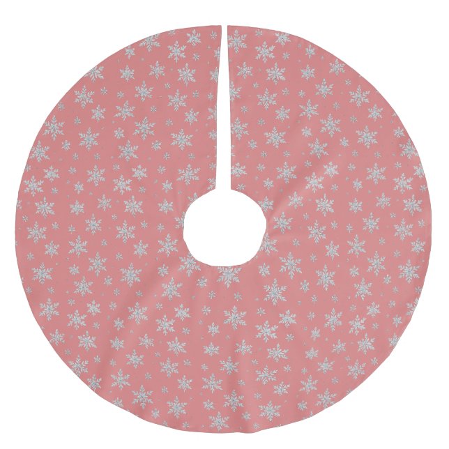Elegant Silver Snowflake | Winter Holiday  Brushed Polyester Tree Skirt (Front)