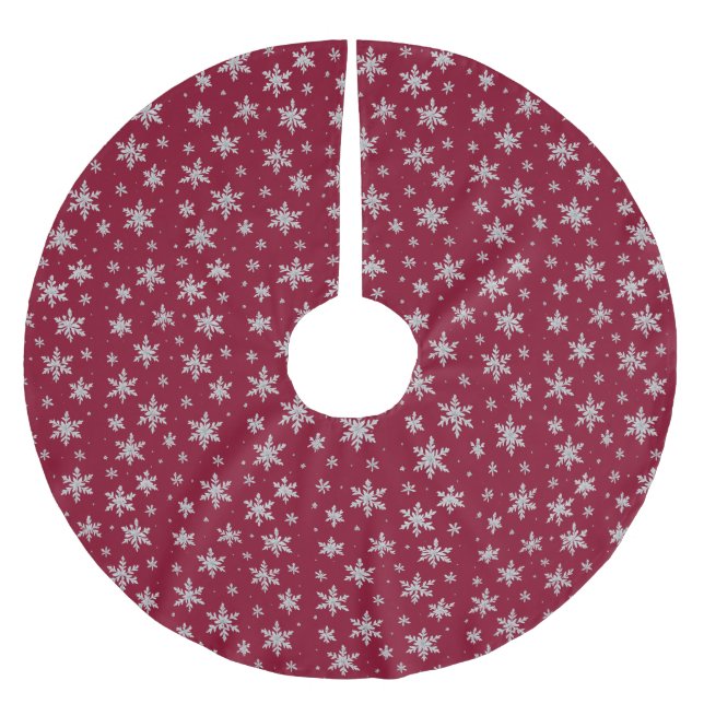 Elegant Silver Snowflake | Winter Holiday  Brushed Polyester Tree Skirt (Front)