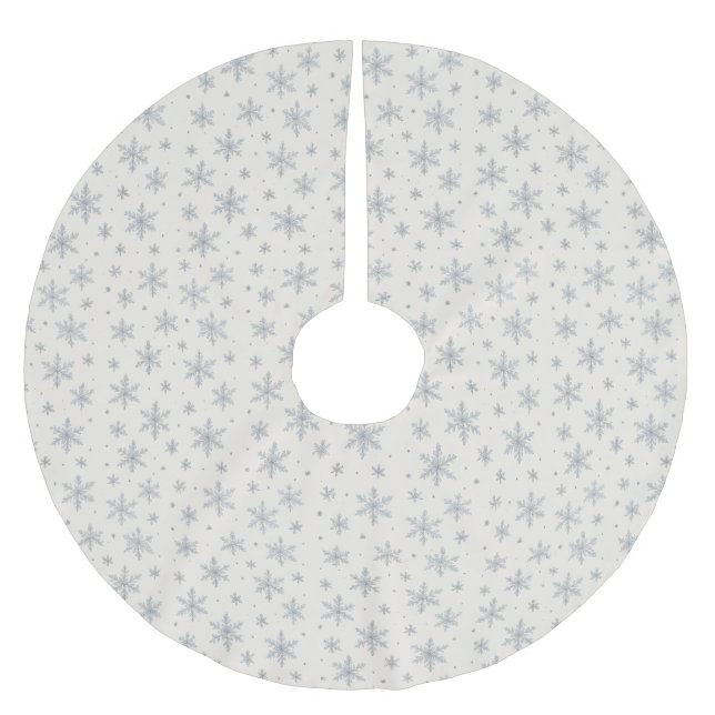 Elegant Silver Snowflake | Winter Holiday  Brushed Polyester Tree Skirt (Front)