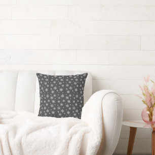 Elegant Silver Snowflake Winter Holiday Cushion