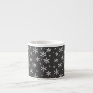 Elegant Silver Snowflake Winter Holiday Espresso Cup