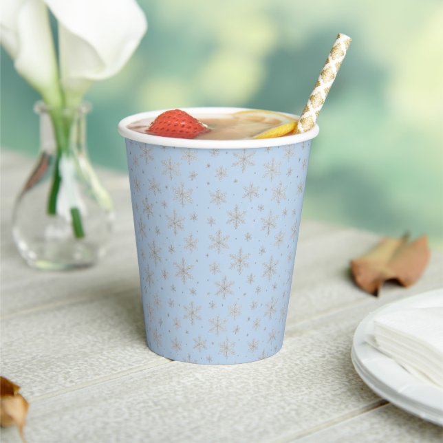 Elegant Silver Snowflake | Winter Holiday  Paper Cups (Insitu)