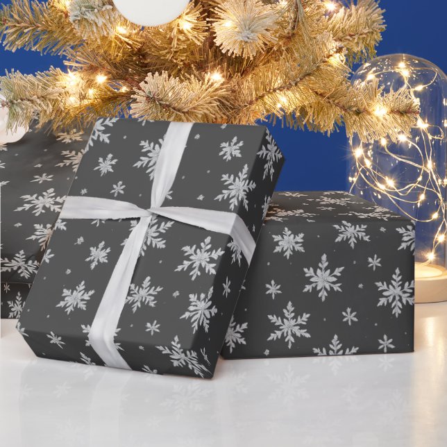 Elegant Silver Snowflake | Winter Holiday  Wrapping Paper (Holidays)