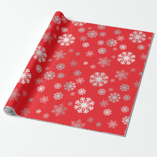 Elegant silver snowflakes red Wrapping Paper