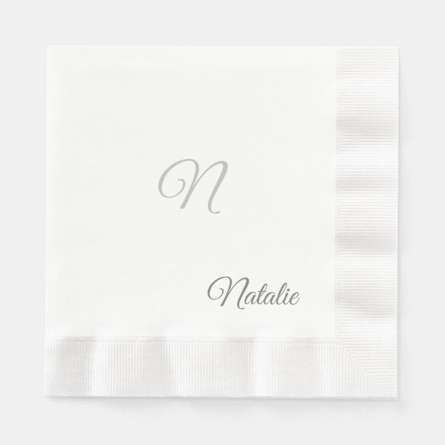 Elegant silver solid colour monogrammed Napkins (Front)