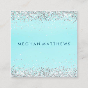 Elegant Silver Sparkle Beauty Stylist Square Business Card