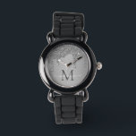 Elegant Silver Sparkle Glitter Drips Monogram Watch<br><div class="desc">Girly Silver Sparkle Glitter Drips Monogram Watch with fashion faux silver glitter drips on a chic background with your custom monogram and name. Please contact us at cedarandstring@gmail.com if you need assistance with the design or matching products.</div>