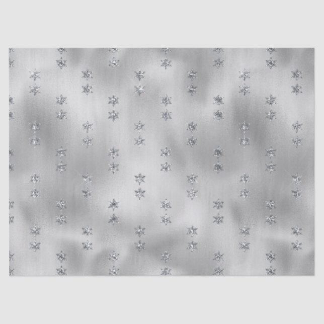 Elegant Silver Star  Tissue Paper (Front)