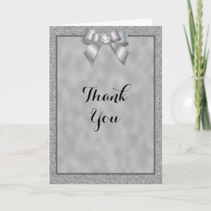 Elegant Silver & Stylish Glitter Wedding Thank You Card