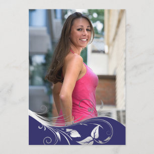 Elegant silver swirl graduation party announcement