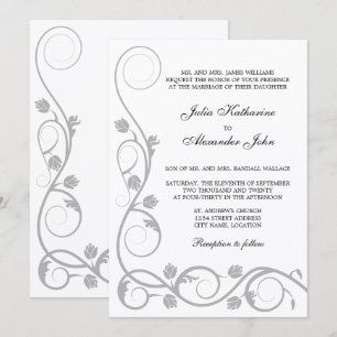 Elegant Silver Swirls Invitation
