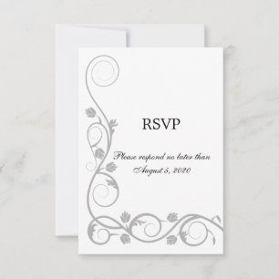 Elegant Silver Swirls RSVP / Reply Card