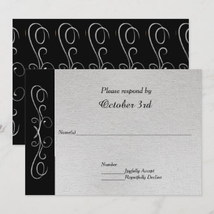 Elegant Silver Swirls Wedding Invitation RSVP