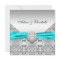 Elegant Silver Teal Blue Wedding Invitations