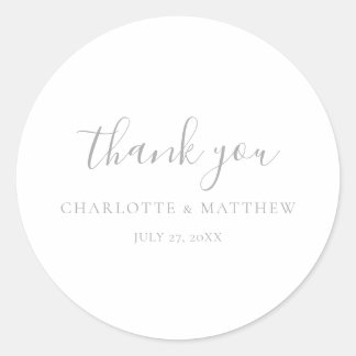Elegant Silver Thank You Wedding Round Sticker