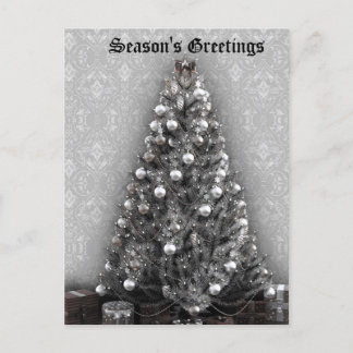Elegant Silver Tree with Presents Christmas Yule Holiday Postcard