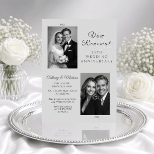 Elegant Silver Vow Renewal 25th Wedding Invitation