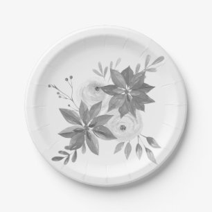 Elegant Silver Watercolor Paper Plate