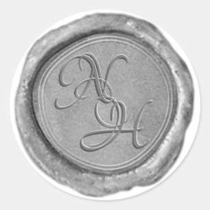 Elegant Silver Wax Seal Look Monogram Sticker