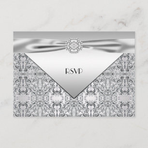 Elegant Silver Wedding Anniversary Party RSVP Card