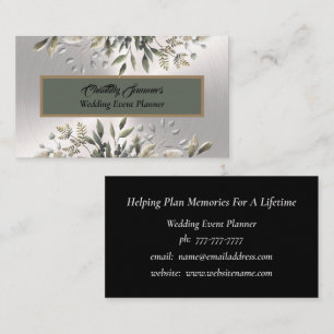 Elegant Silver Wedding Event Planner Business Card