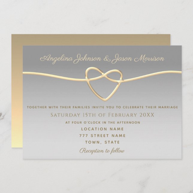 Elegant Silver Wedding Invitation (Front/Back)