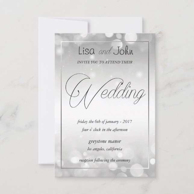 Elegant Silver Wedding Invitation (Front)