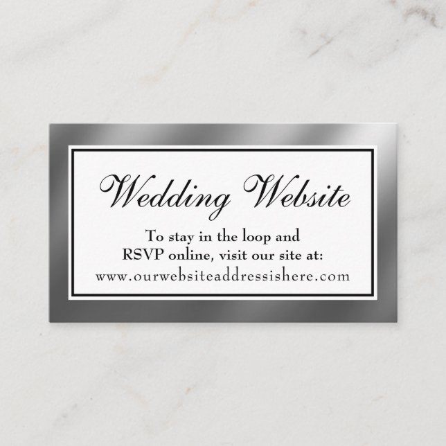 Elegant Silver Wedding Website Insert Card (Front)