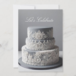 ELEGANT SILVER & WHITE ANNIVERSARY INVITATION