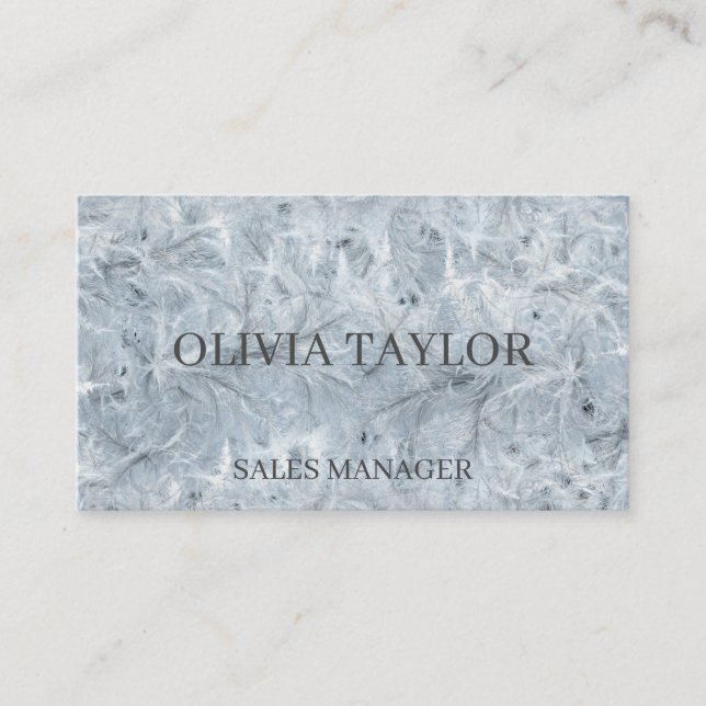 Elegant silver white frozen forest business card (Front)