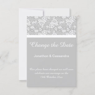 ELEGANT SILVER WHITE LACE CHANGE THE DATE