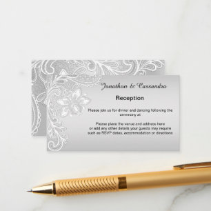 ELEGANT SILVER WHITE LACE ENCLOSURE CARD